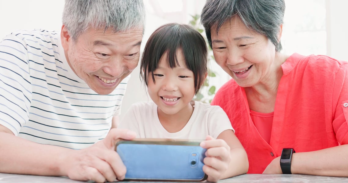 Asian Grandparents and Kid