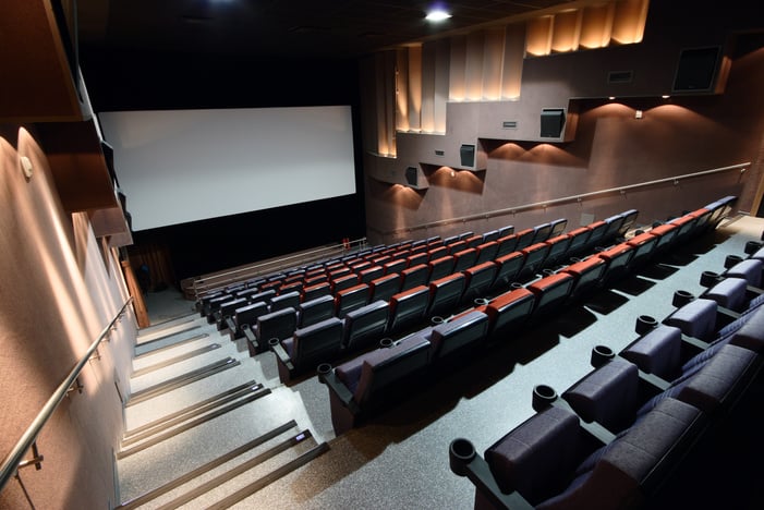 Cascading view of a movie theatre