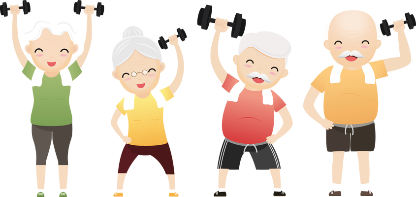 Elderly People Exercising Concept.